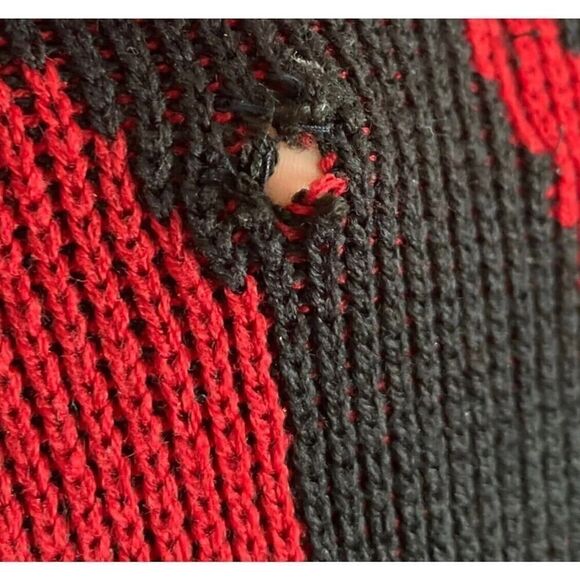 Kathy White Womens Vintage Chunky Pullover Sweater 90s Red Zebra Acrylic US 32W - Picture 5 of 9